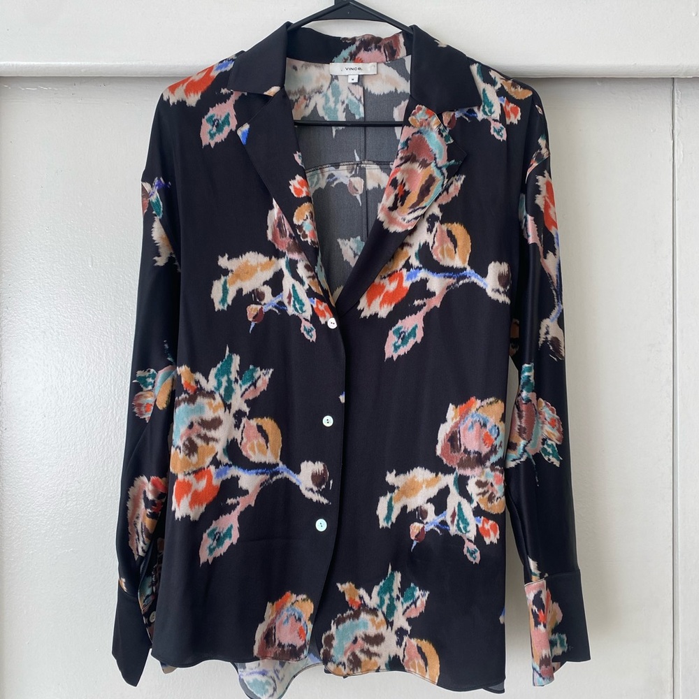 Silk floral tie back Vince blouse